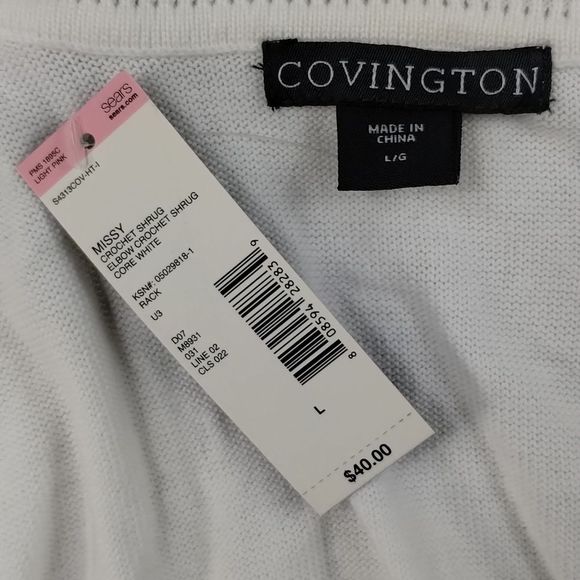 Covington Missy Crochet Shrug Core White Cardigan Sweater NWT - Picture 2 of 10